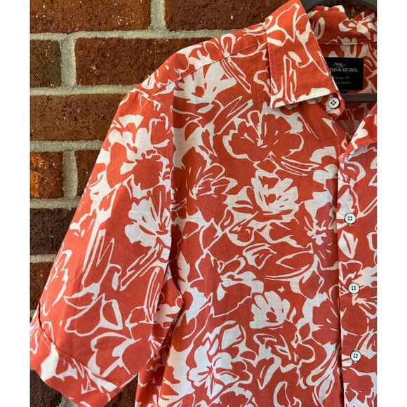 Rodd & Gunn Floral Cotton Shirt L Orange White - Picture 9 of 9